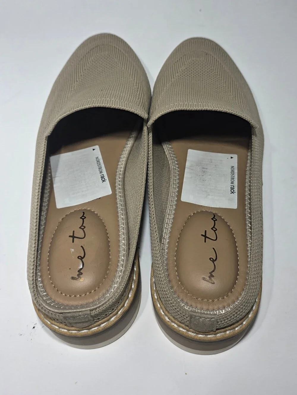 Me Too Women's Taupe Knit Slip On Loafers Flats Size 7.5M Comfort